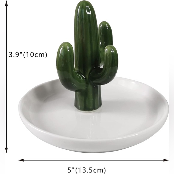 Cactus Ring Jewelry Trinket Dish — Green and White - Picture 6 of 14